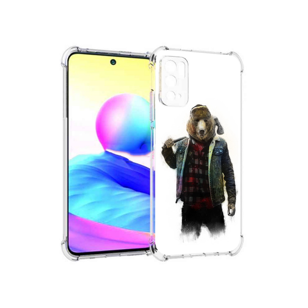 

Чехол MyPads Tocco для Xiaomi Poco M3 Pro медведь с топором, Прозрачный, Tocco