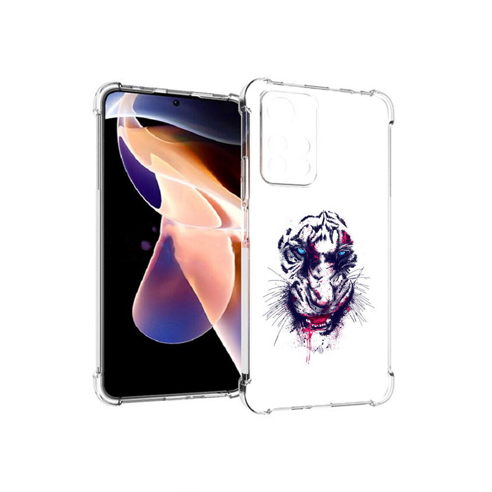 

Чехол MyPads Tocco для Xiaomi Redmi Note 11 Pro безумный тигр (PT224811.282.228), Прозрачный, Tocco