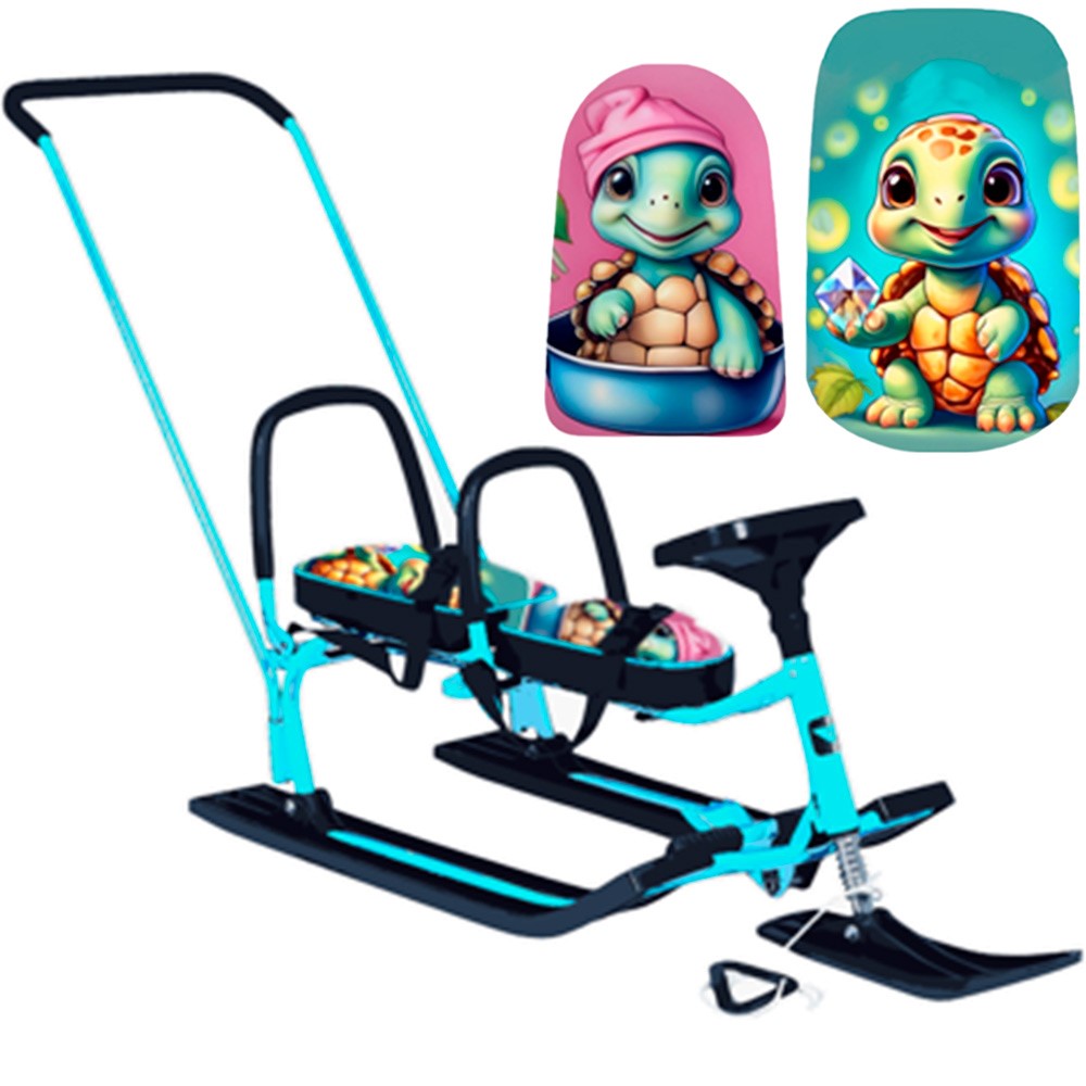 

Снегокат 505 высокий SNOWKAT TWINS BABY PUSH для двоих Черепашки, Голубой