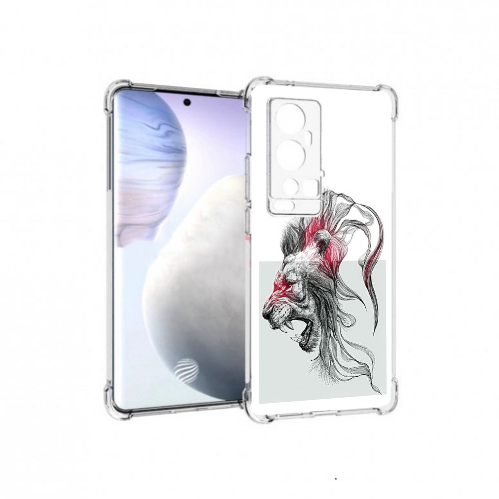 

Чехол MyPads Tocco для Vivo X60 Pro Plus разъяренный лев, Прозрачный, Tocco