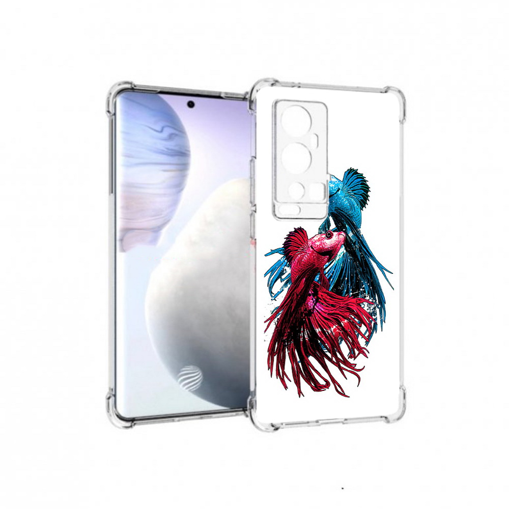 

Чехол MyPads Tocco для Vivo X60 Pro Plus рыбы петушки, Прозрачный, Tocco