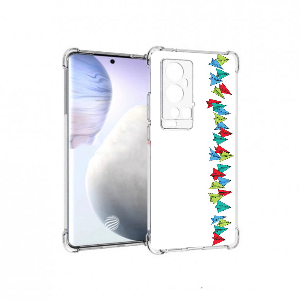 

Чехол MyPads Tocco для Vivo X60 Pro Plus самолетики из листочков, Прозрачный, Tocco
