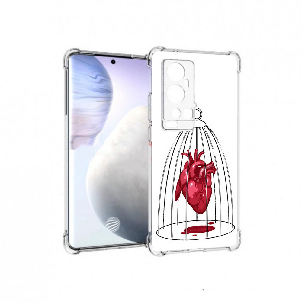 

Чехол MyPads Tocco для Vivo X60 Pro Plus сердце в клетке, Прозрачный, Tocco