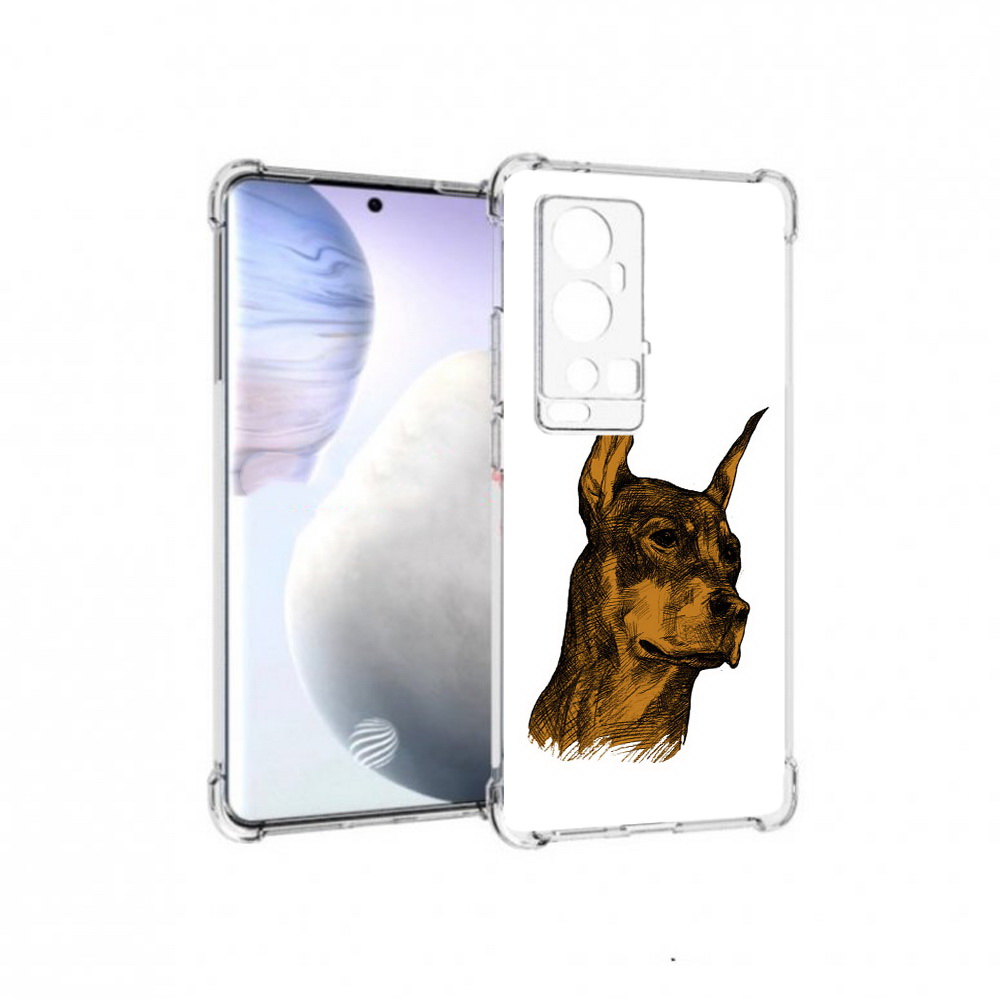 

Чехол MyPads Tocco для Vivo X60 Pro Plus скетч доберман, Прозрачный, Tocco