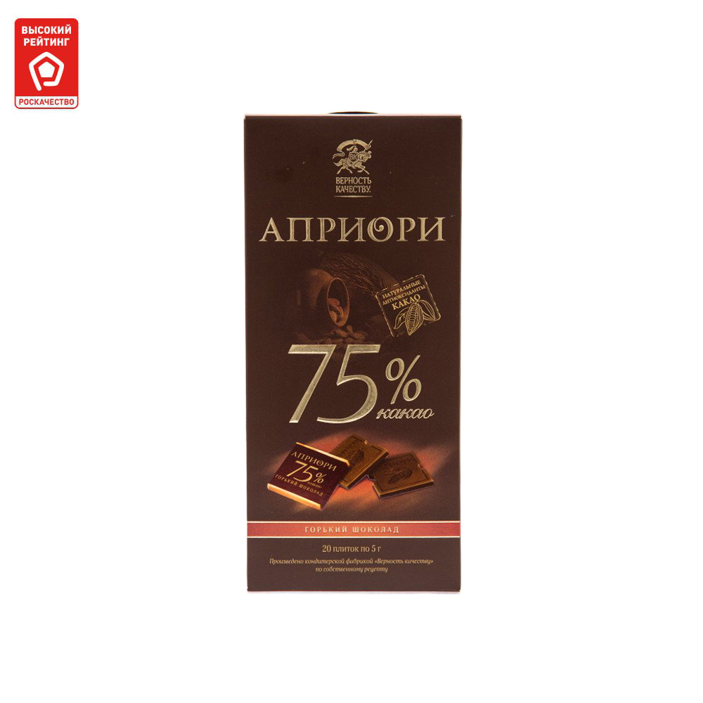 Шоколад горький Верность качеству априори 75% какао 100 г