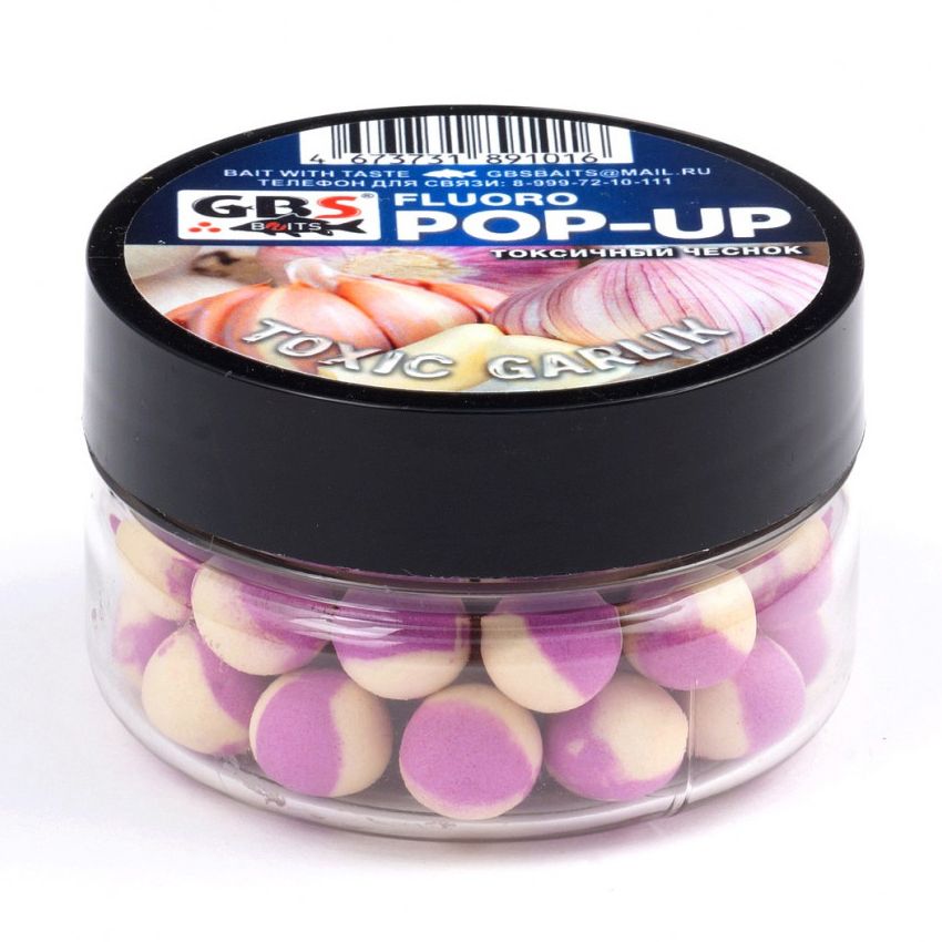 

Бойлы плавающие GBS BaITS Pop-Up 8 мм 45 гр Токсичный Чеснок Бело-Розовый, плавающие Pop-Up 8 мм