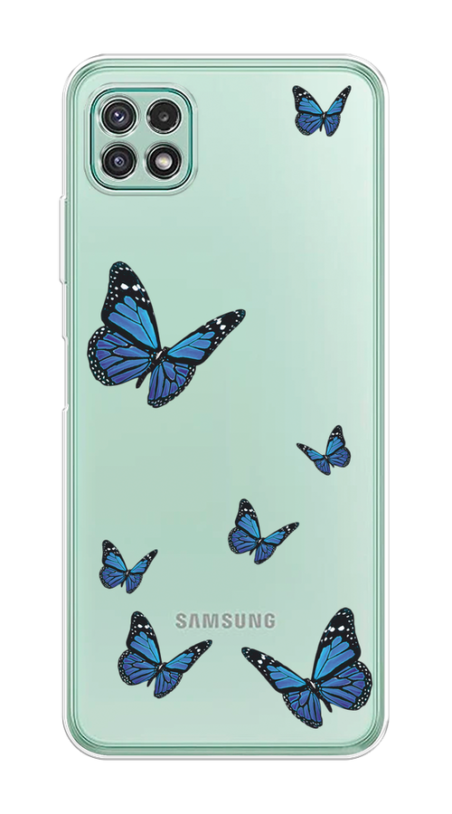 

Чехол на Samsung Galaxy A22s 5G "Blue butterflies", Синий;черный, 2104250-1