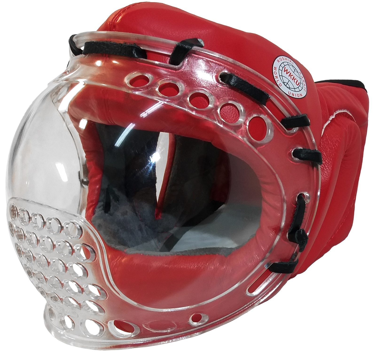Шлем с прозрачной маской КРИСТАЛЛ-1 для Косики Каратэ МИВШ_красный