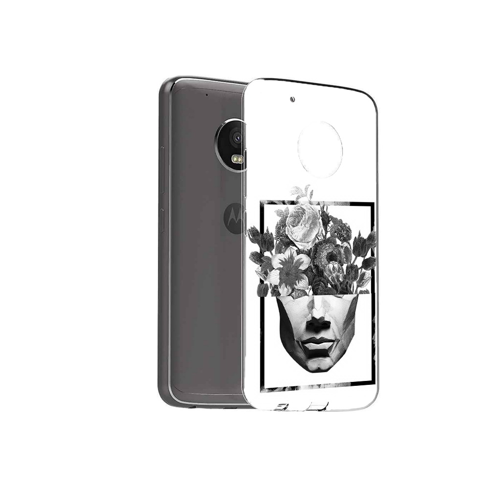 

Чехол MyPads Tocco для Motorola Moto G5 Plus черно белая ваза в абстракции, Прозрачный, Tocco