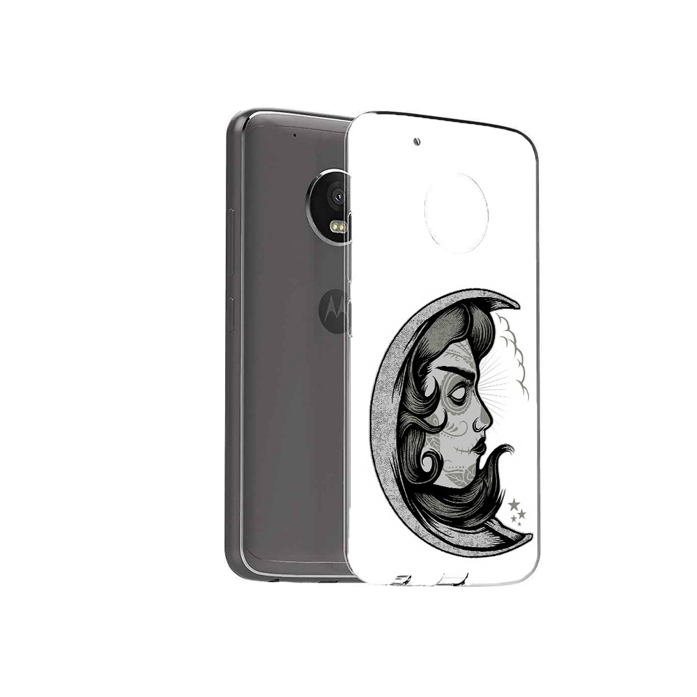 

Чехол MyPads Tocco для Motorola Moto G5 Plus черно белая луна с лицом (PT67401.338.680), Прозрачный, Tocco