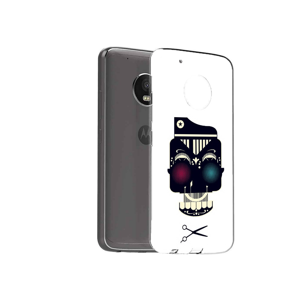 

Чехол MyPads Tocco для Motorola Moto G5 Plus черно белый скелет с яркими глазами, Прозрачный, Tocco