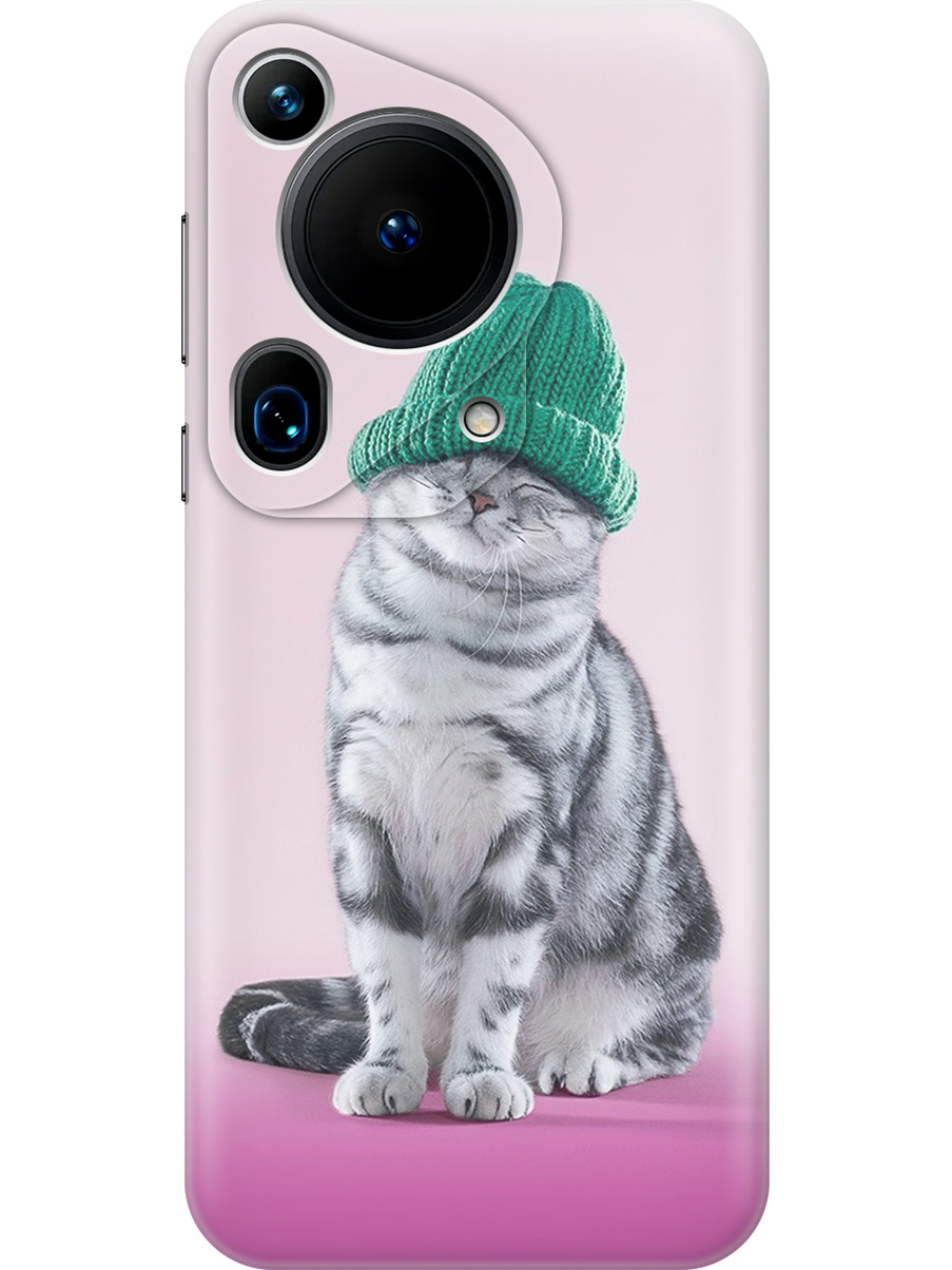 

Силиконовый чехол на Huawei Pura 70 Ultra с принтом "Кот в зеленой шапке", Прозрачный;серый;розовый, 782625811