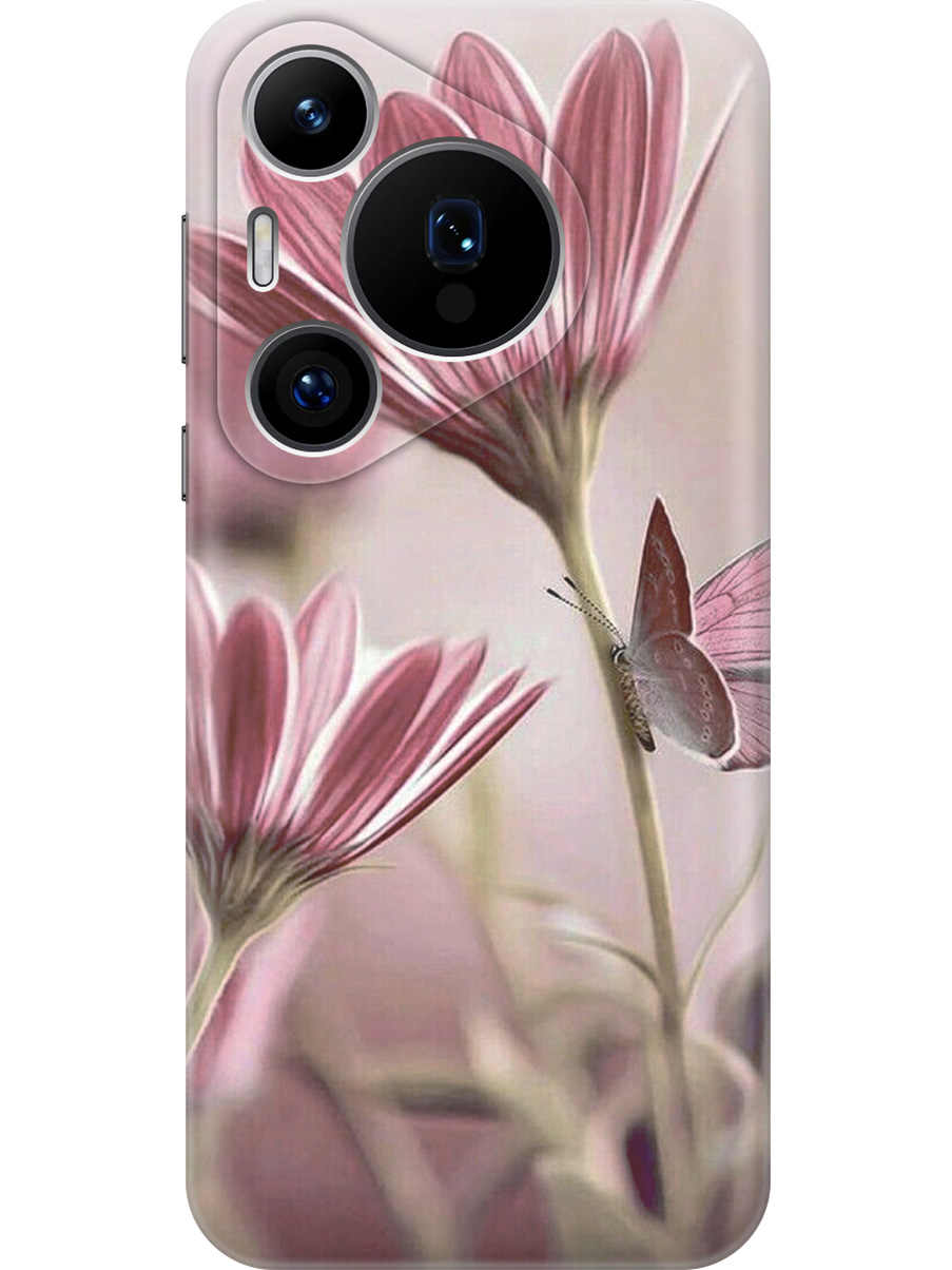 

Силиконовый чехол на Huawei Pura 70 Pro/70 Pro+ с принтом "Бабочка на розовом цветке", Прозрачный;бежевый;розовый, 782625223