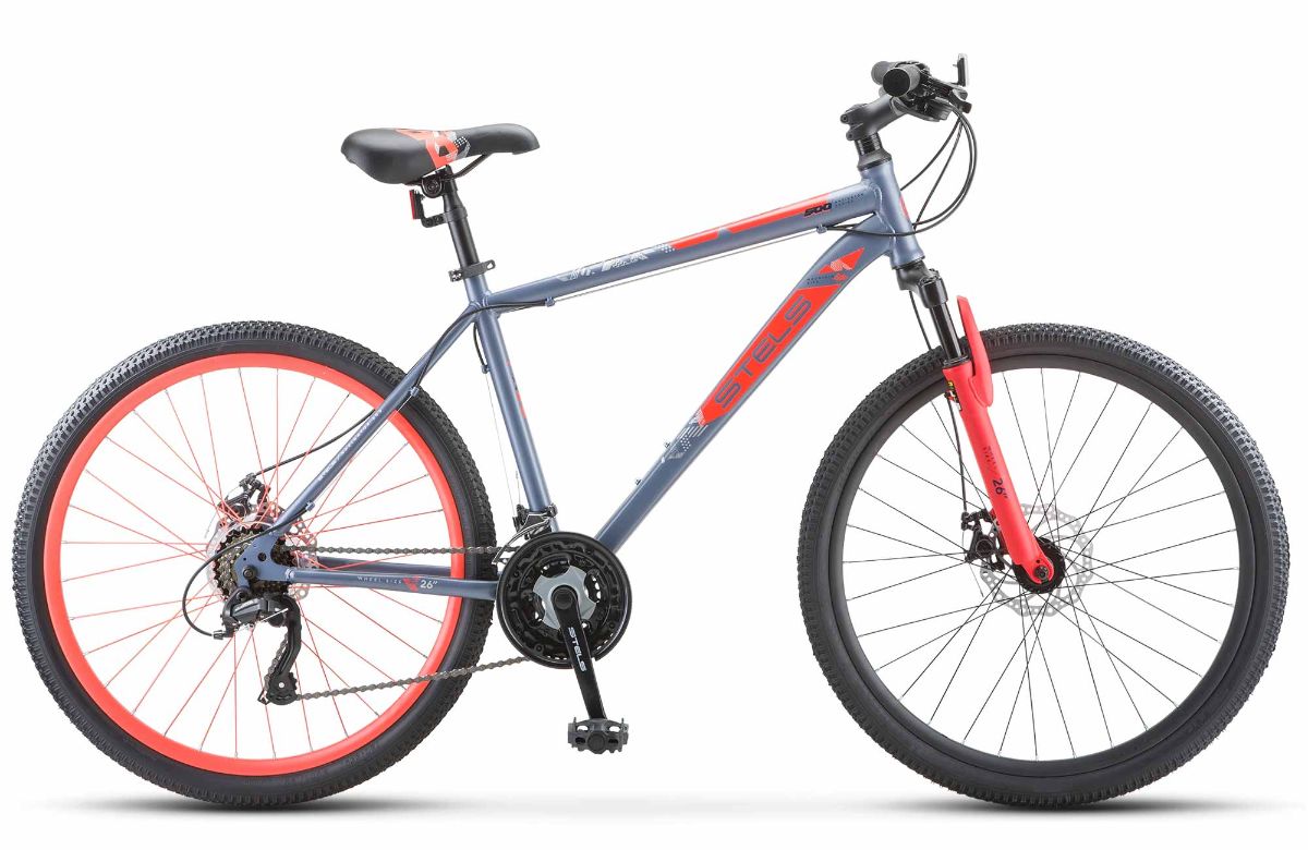 

Велосипед STELS Navigator-500 MD 26" Серо-красный, рама 20", 2023, Серый
