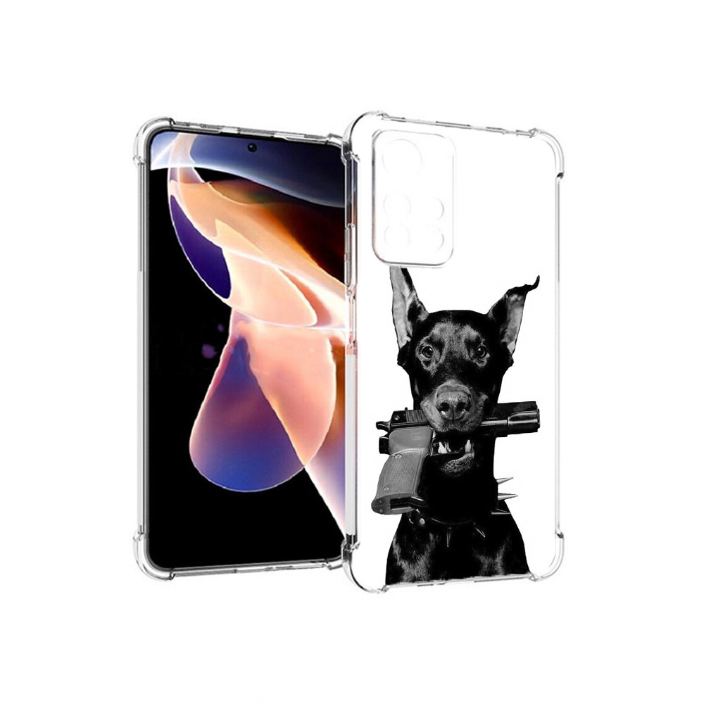

Чехол MyPads Tocco для Xiaomi Redmi Note 11 Pro доберман с пистолетом (PT224811.282.331), Прозрачный, Tocco