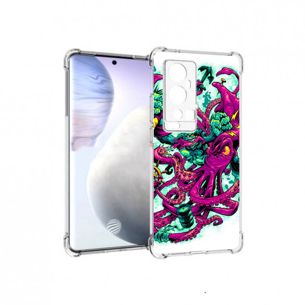 

Чехол MyPads Tocco для Vivo X60 Pro Plus фиолетовый кракен, Прозрачный, Tocco