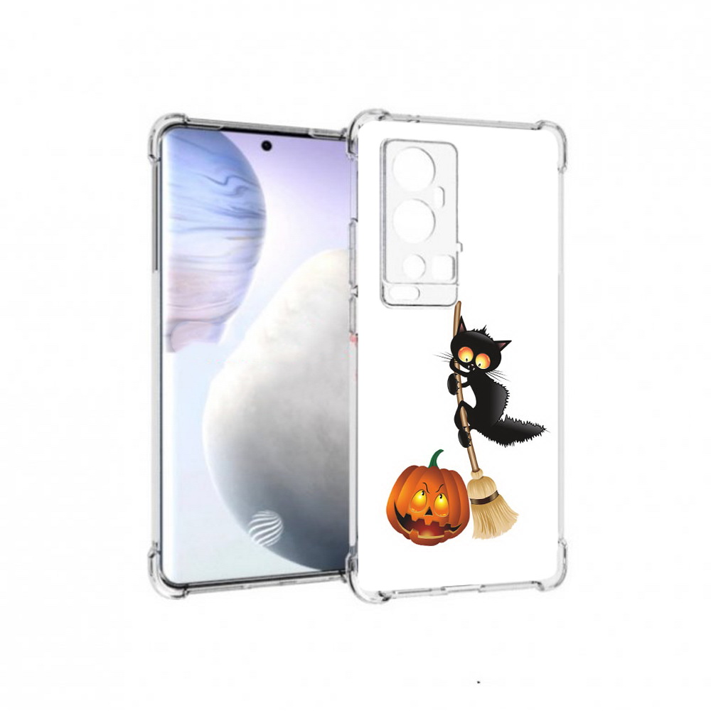 

Чехол MyPads Tocco для Vivo X60 Pro Plus хэлуинский котик, Прозрачный, Tocco