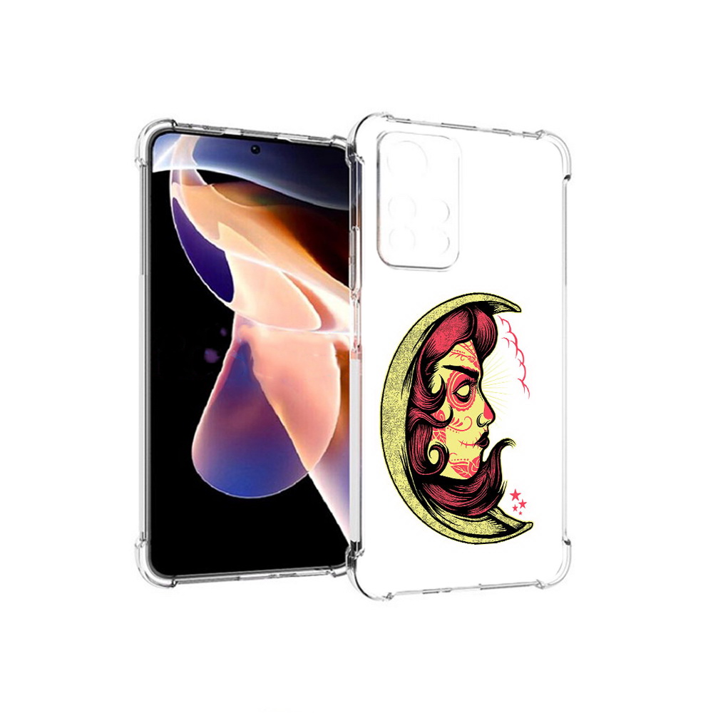 

Чехол MyPads Tocco для Xiaomi Redmi Note 11 Pro желтый полумесяц с лицом девушки, Прозрачный, Tocco