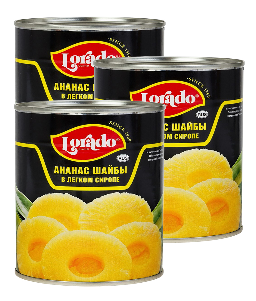 

Ананас шайбы в легком сиропе, Lorado, 3 шт. по 3100 мл, Ананас шайбы