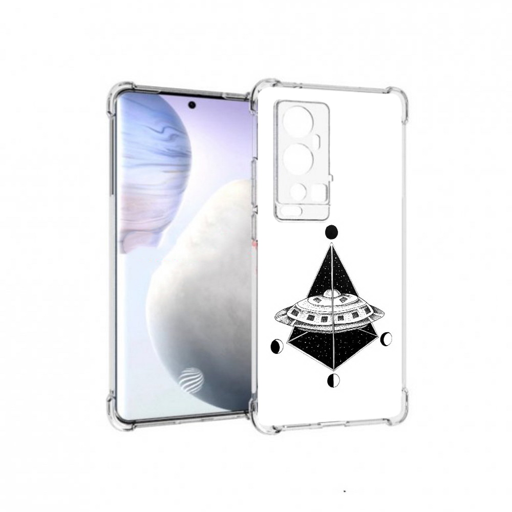 

Чехол MyPads Tocco для Vivo X60 Pro Plus черно белая летающая тарелка, Прозрачный, Tocco