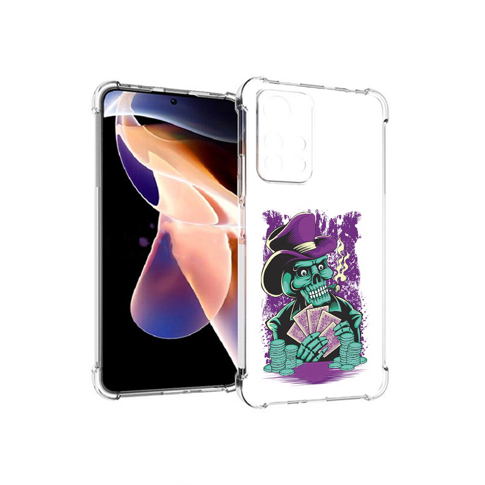 

Чехол MyPads Tocco для Xiaomi Redmi Note 11 Pro зеленый череп с картами (PT224811.282.361), Прозрачный, Tocco