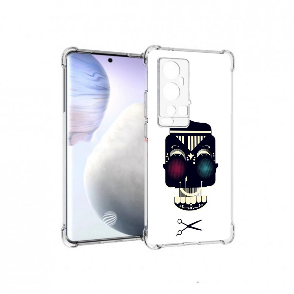 

Чехол MyPads Tocco для Vivo X60 Pro Plus черно белый скелет с яркими глазами, Прозрачный, Tocco