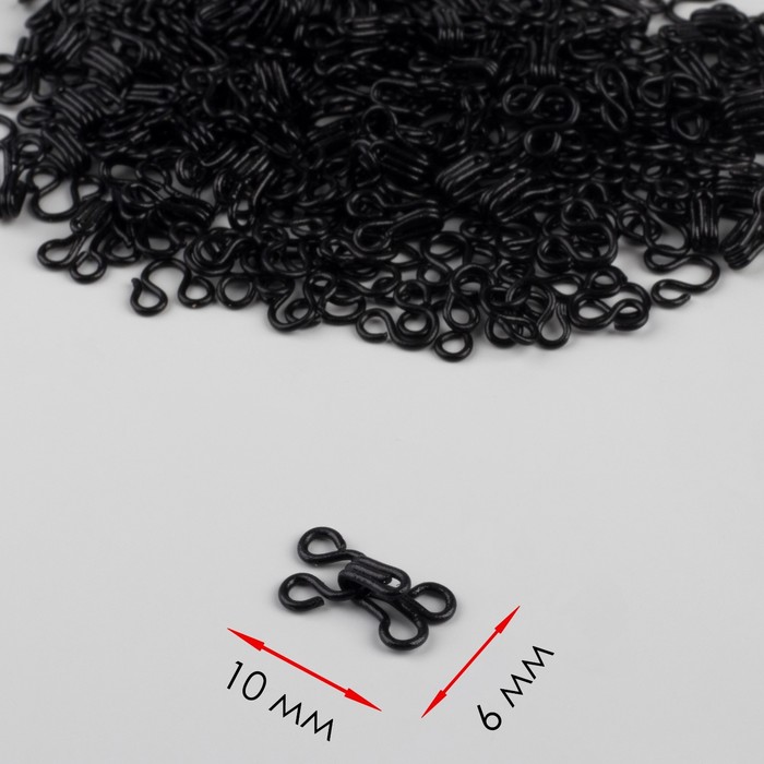

Крючок пришивной №0, 10 х 6 мм, 100 шт, цвет чёрный, Черный, ART UZOR Basic