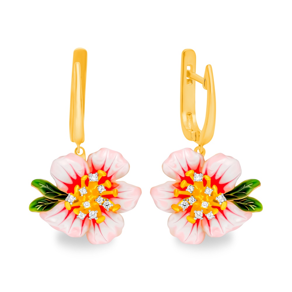 

Серьги подвески из серебра 585Gold 702009695, фианит/эмаль, 702009695