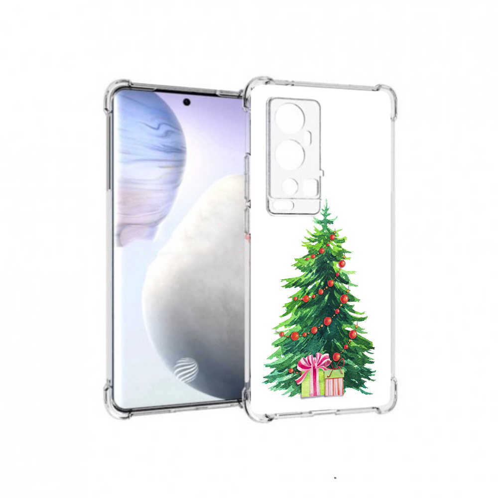 

Чехол MyPads Tocco для Vivo X60 Pro Plus Елка новогодняя с подарками акварель, Прозрачный, Tocco