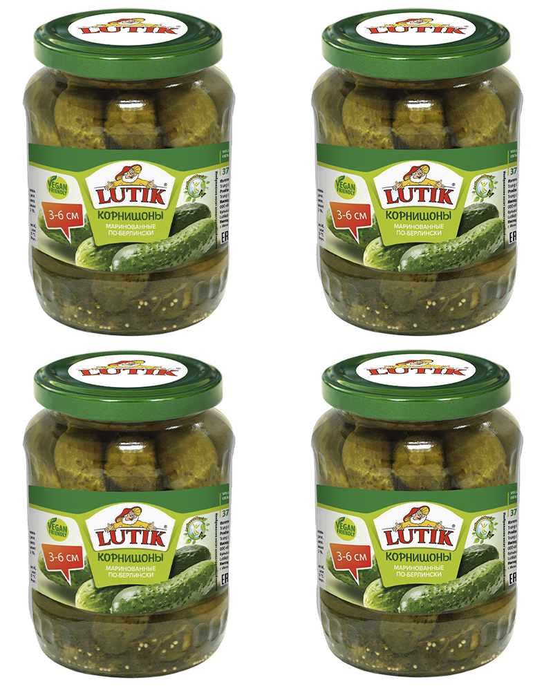 

Корнишоны Lutik маринованные по-берлински 3-6 см, 720 мл - 4 шт