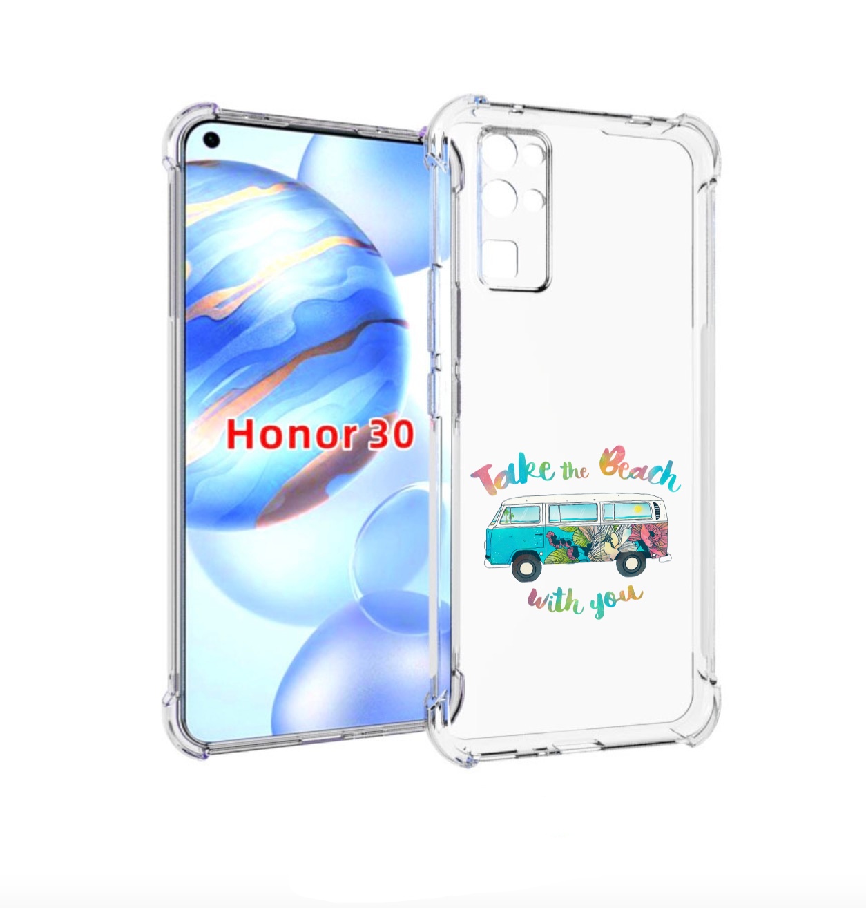

Чехол бампер MyPads Хиппи автобус для Honor 30 (BMH-AN10) против, Прозрачный, Tocco