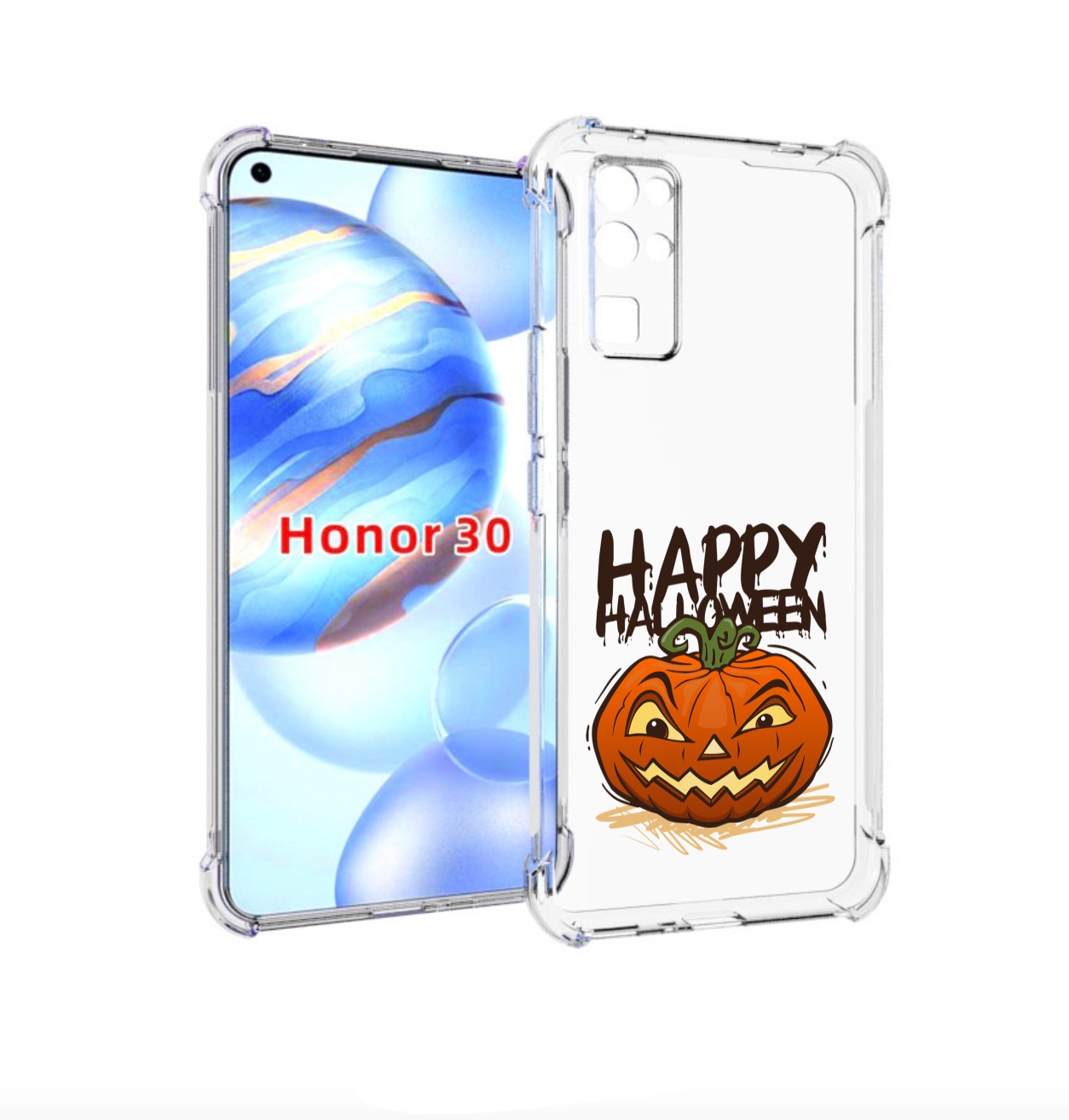 

Чехол бампер MyPads Хэллоуин счастливый для Honor 30 (BMH-AN10), Прозрачный, Tocco
