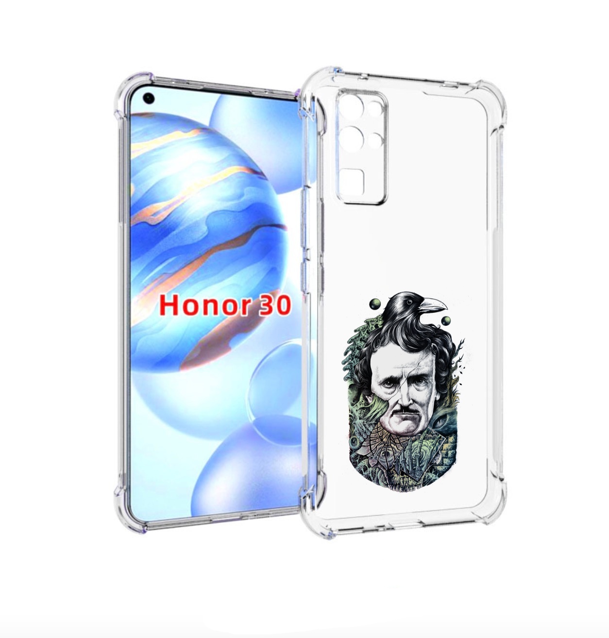 

Чехол бампер MyPads Эдгар Аллан с вороном для Honor 30 (BMH-AN10, Прозрачный, Tocco