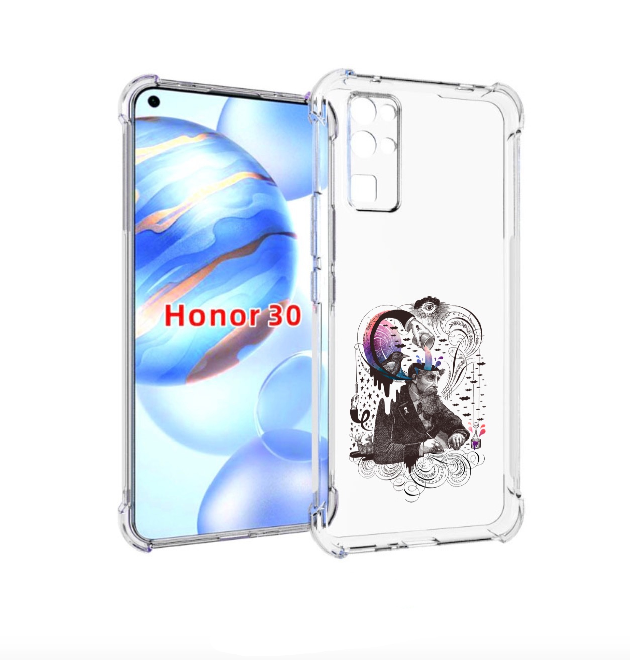 

Чехол бампер MyPads абстракция думающий мужчина для Honor 30 (BM, Прозрачный, Tocco