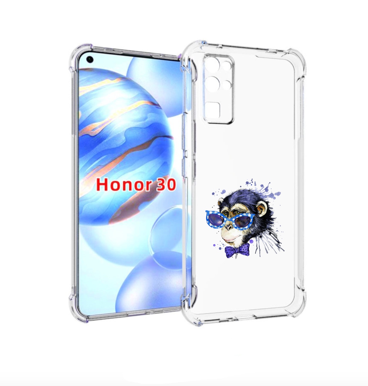

Чехол бампер MyPads акварельная обезьяна для Honor 30 (BMH-AN10), Прозрачный, Tocco