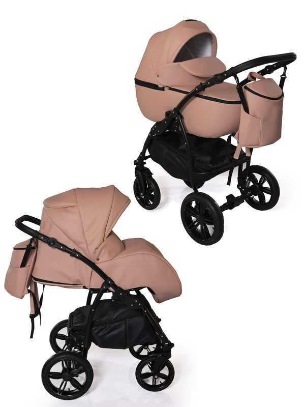 

Коляска 2в1 KinderReich Bruder, для новорожденных, эко кожа, пудра, Bruder