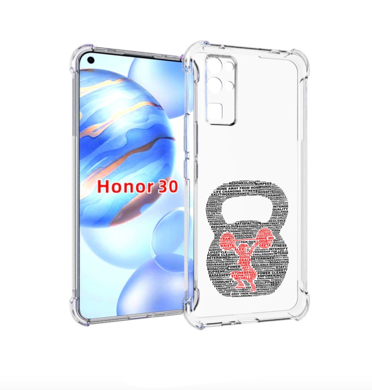 

Чехол бампер MyPads бодибилдинг гиря из слов для Honor 30 (BMH-A, Прозрачный, Tocco