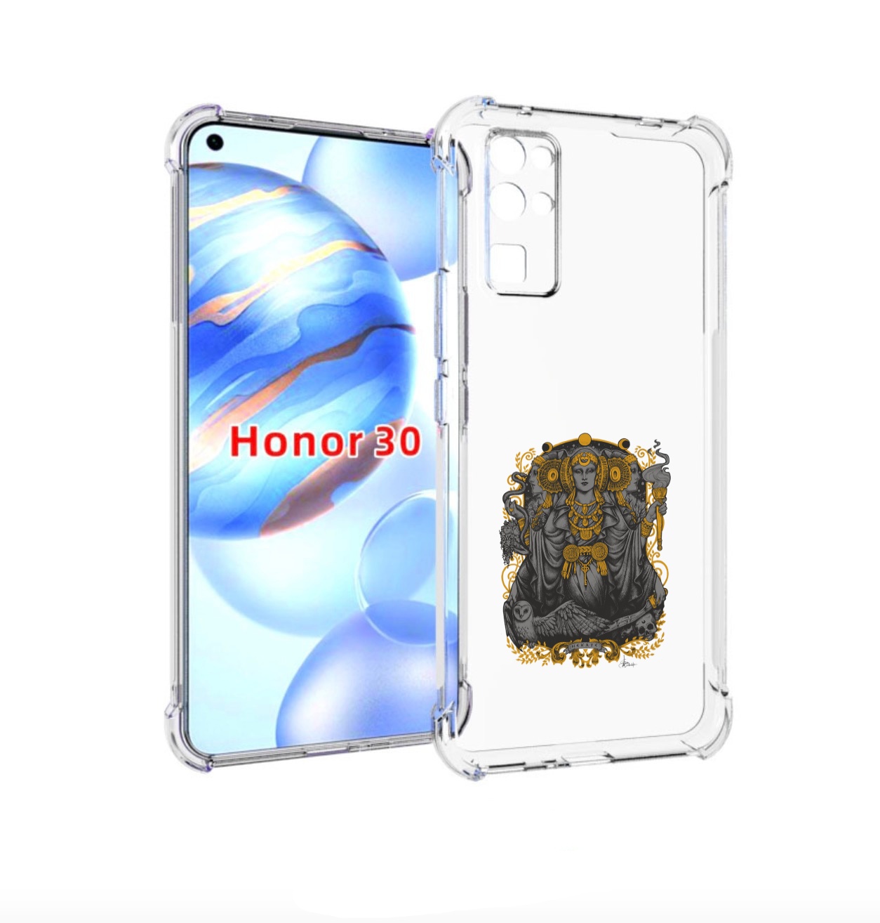 

Чехол бампер MyPads божество с золотыми элементами для Honor 30, Прозрачный, Tocco