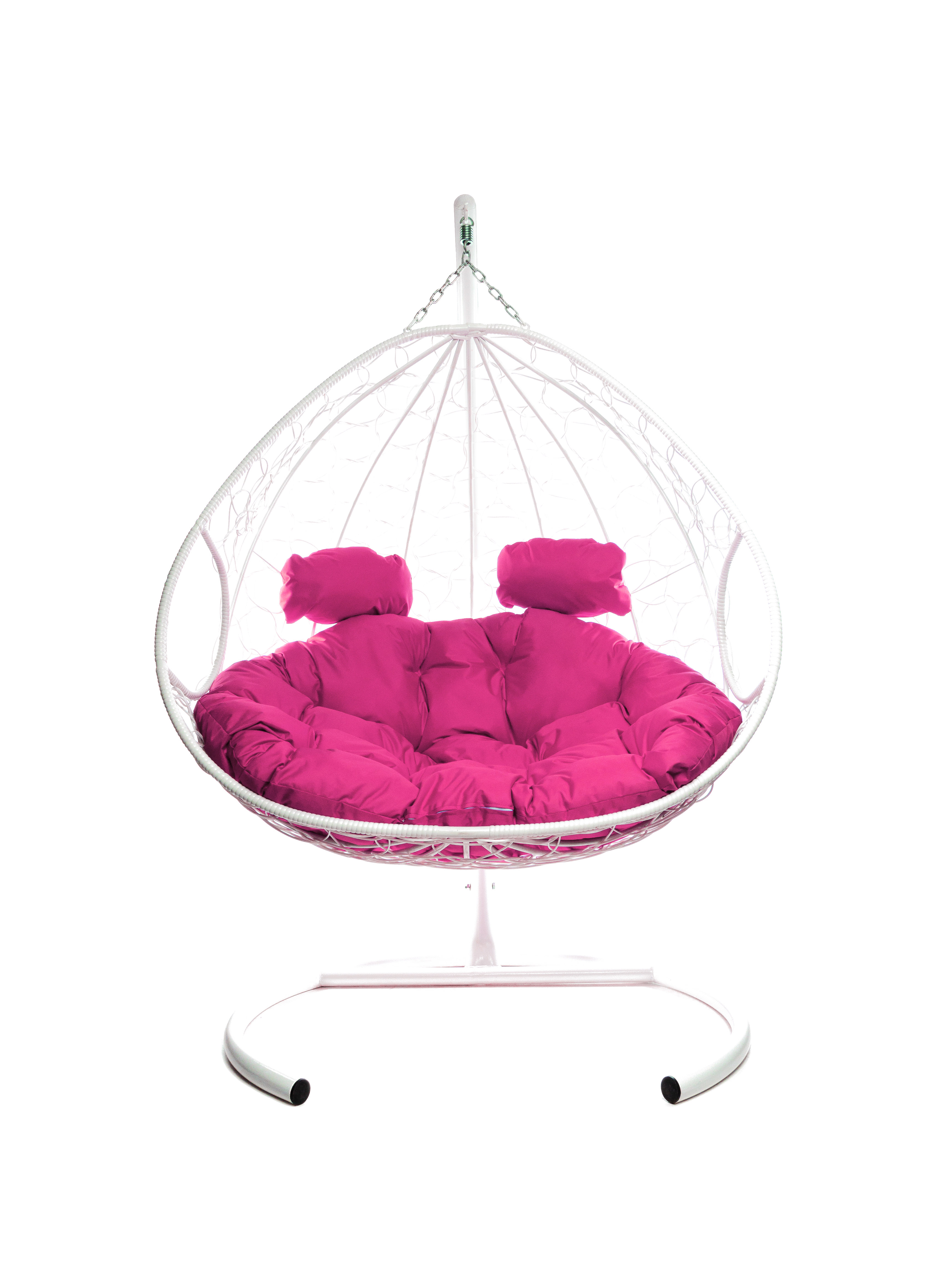 фото Подвесное кресло белый m-group для двоих ротанг 11450108 розовая подушка