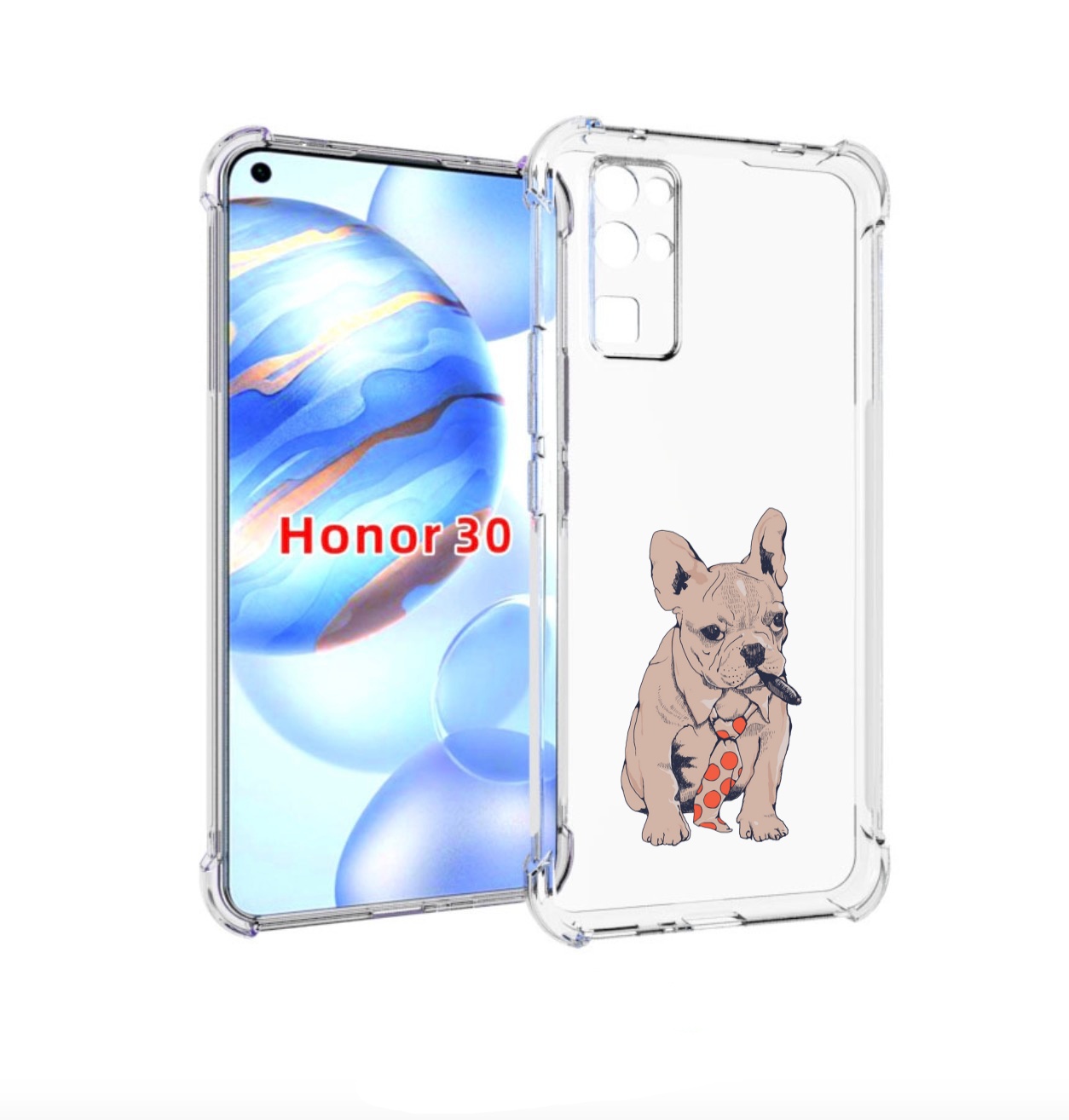 

Чехол бампер MyPads бульдог с сигарой для Honor 30 (BMH-AN10) пр, Прозрачный, Tocco