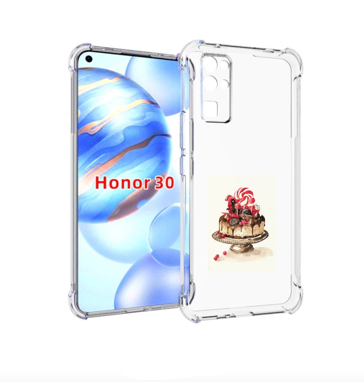 

Чехол бампер MyPads вкусный торт для Honor 30 (BMH-AN10) противо, Прозрачный, Tocco