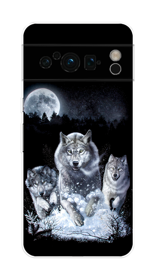 

Чехол на Google Pixel 8 Pro "Стая волков под луной", Черный;белый;серый, 271650-1