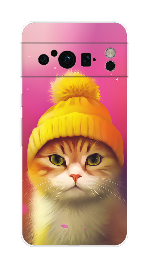 

Чехол на Google Pixel 8 Pro "Котик в шапочке", Розовый;желтый;бежевый, 271650-1