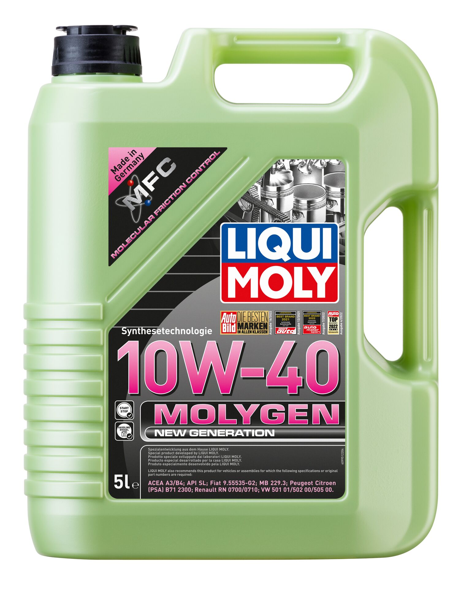 Моторное масло LIQUI MOLY cинтетическое Molygen NeW Generation 10W40 5л