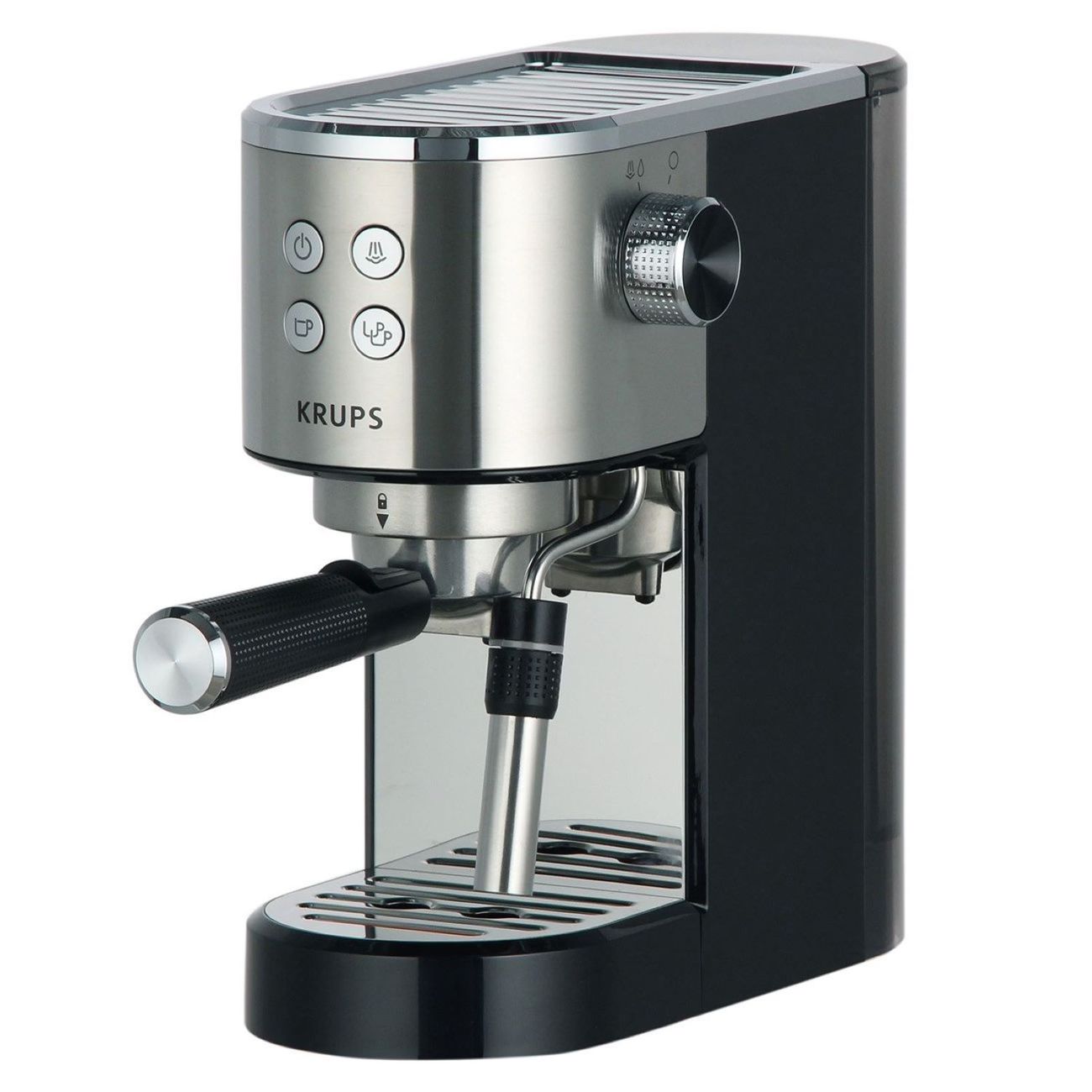 Рожковая кофеварка KRUPS XP444C10 серебристый, черный рожковая кофеварка xp444c10 с кофемолкой krups fast touch gx204d10