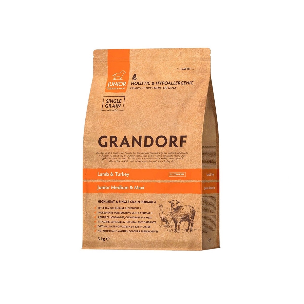 Сухой корм для собак Grandorf Junior All Breeds Lamb&Brown Rice, с ягненком, 3 кг, 4 шт