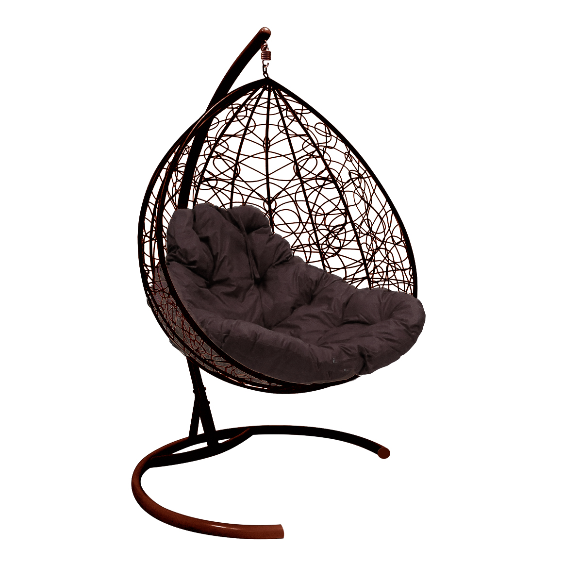 фото Подвесное кресло m-group "для двоих"с ротангом коричневое, коричневая подушка