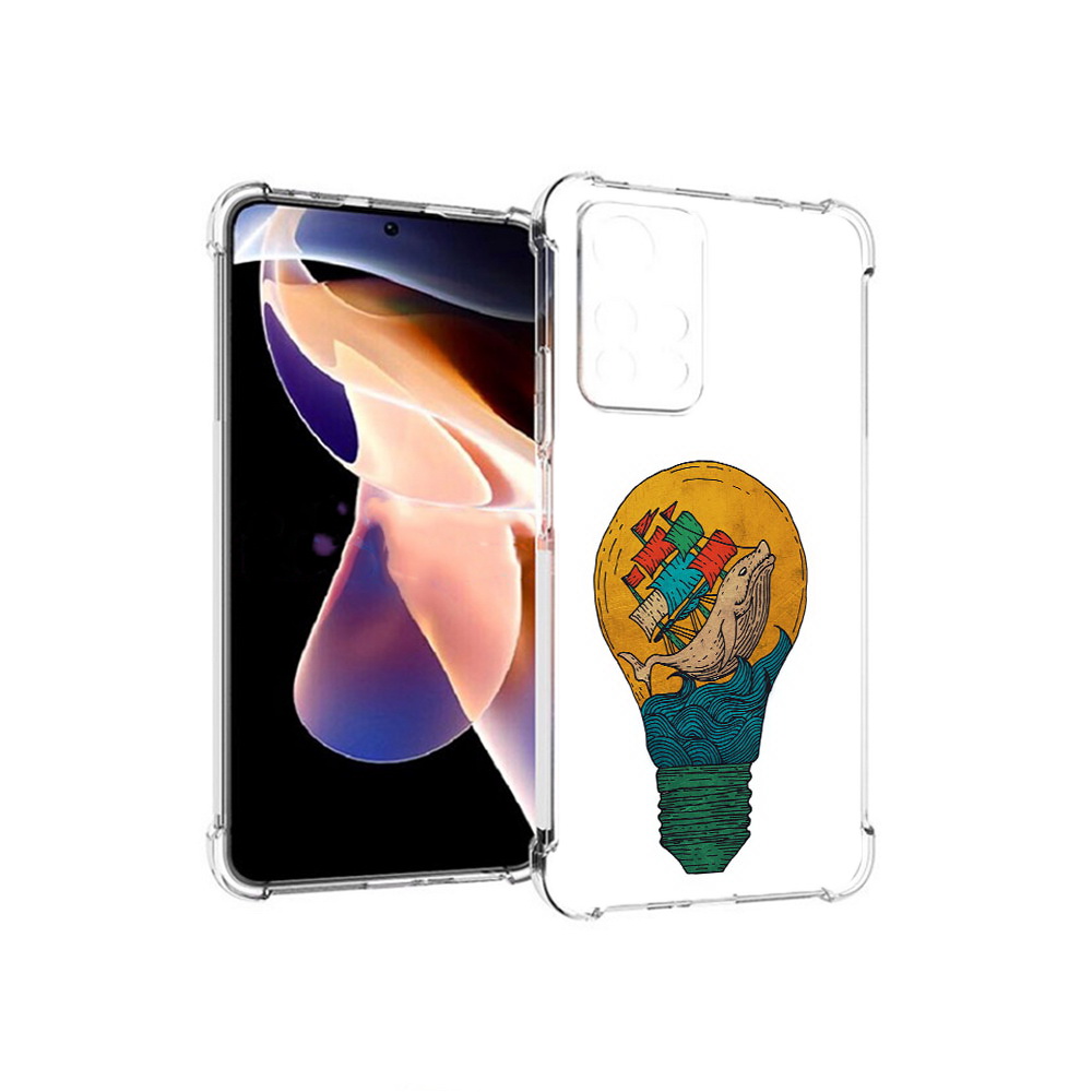 

Чехол MyPads Tocco для Xiaomi Redmi Note 11 Pro кит в лампочке с парусами, Прозрачный, Tocco