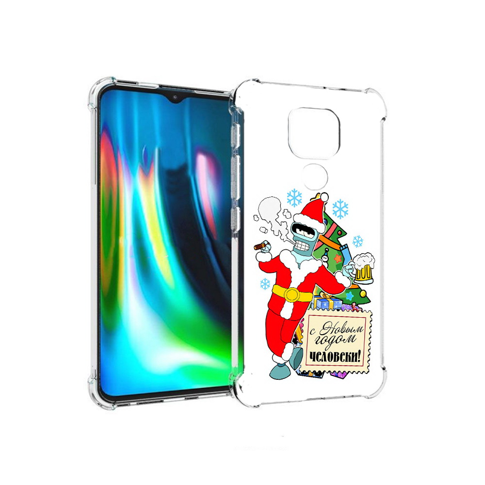 

Чехол MyPads Tocco для Motorola Moto E7 Plus С новым годом человеки (PT155921.339.150), Прозрачный, Tocco