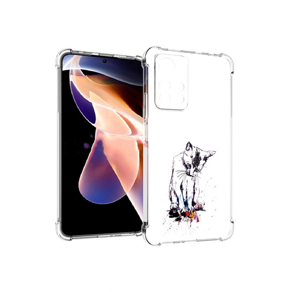 

Чехол MyPads Tocco для Xiaomi Redmi Note 11 Pro кот и микки (PT224811.282.399), Прозрачный, Tocco